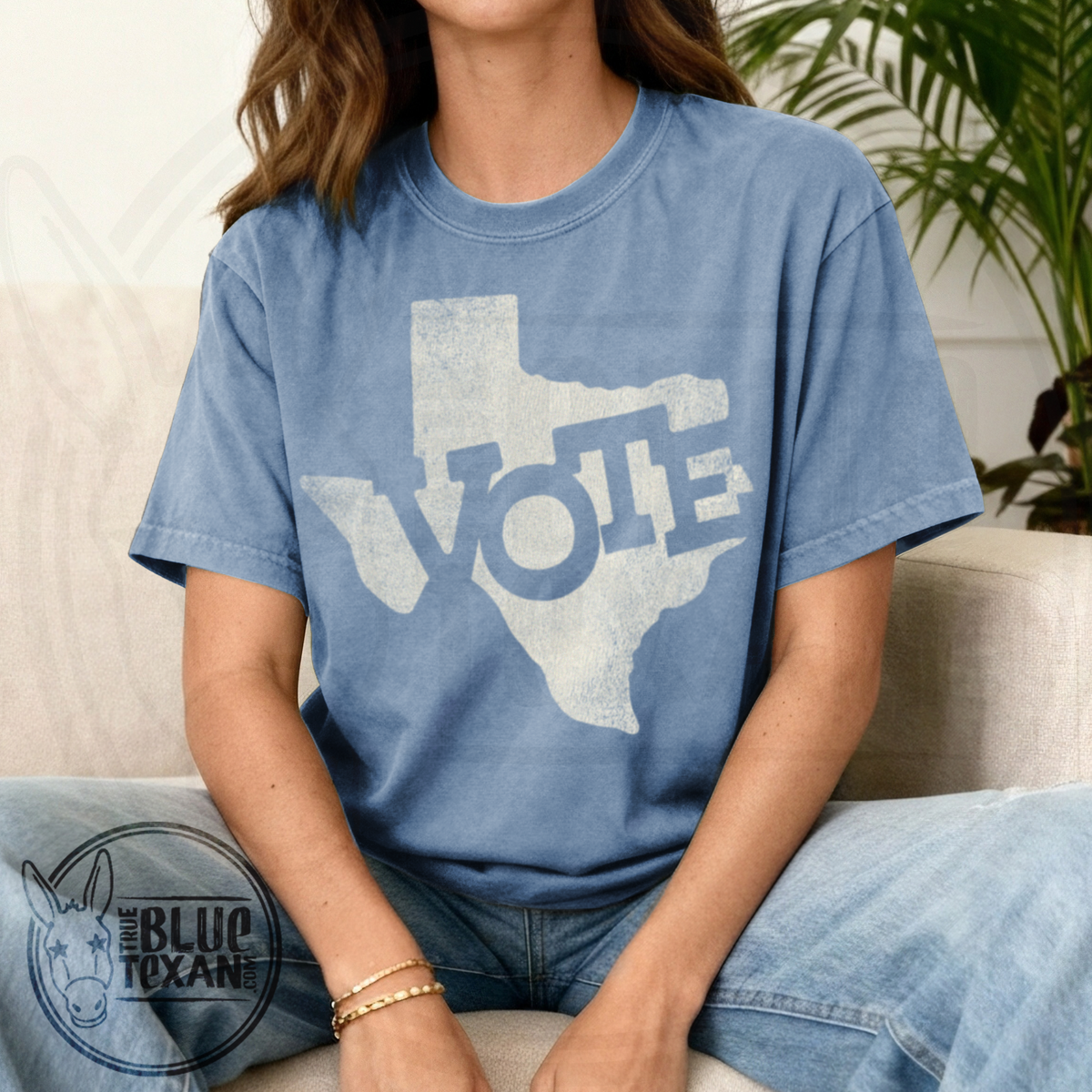 Texas Vote Distressed Stamp | Dark Colors | Comfort Colors Tee