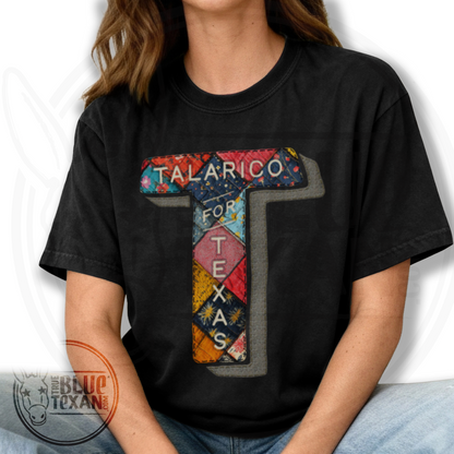 Talarico for Texas | Faux Quilted Embroidery | Premium Unisex Comfort Colors T Shirt