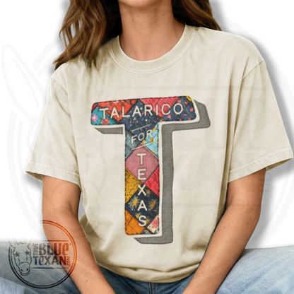 Talarico for Texas | Faux Quilted Embroidery | Premium Unisex Comfort Colors T Shirt