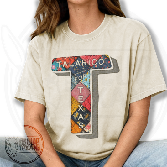 Talarico for Texas | Faux Quilted Embroidery | Premium Unisex Comfort Colors T Shirt