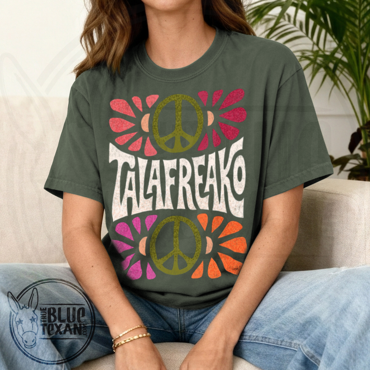 Talafreako Retro Floral Peace | Comfort Colors Tee