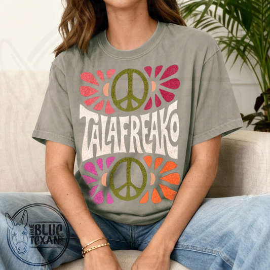 Talafreako Retro Floral Peace | Comfort Colors Tee