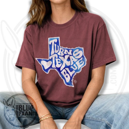 Turn Texas Blue Vintage Style Original Design | Premium Comfort Colors Unisex Heavyweight T Shirt