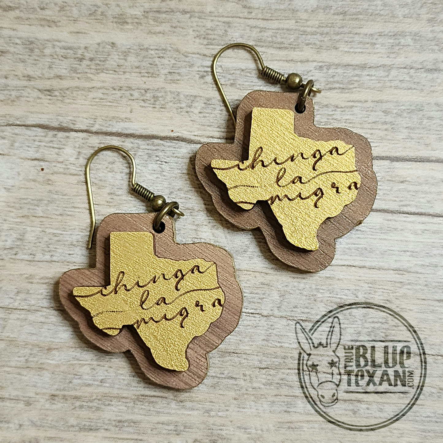 Chinga la Migra Handmade Dangle Earrings |  Walnut & Basswood