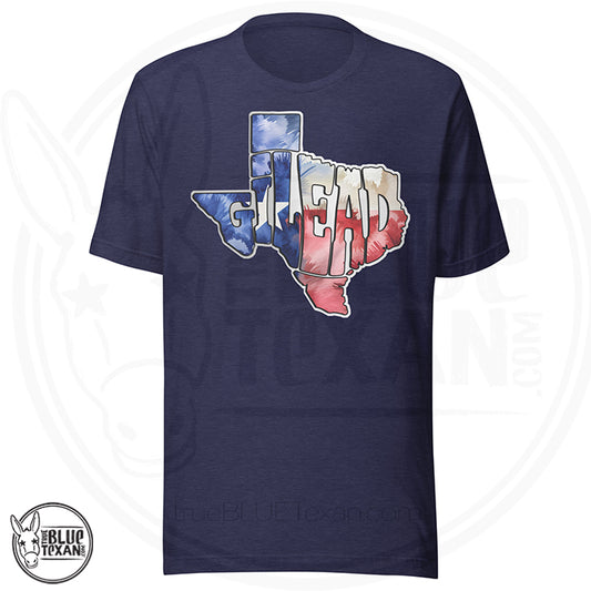 Gilead, TX Texas Shaped Premium Unisex TShirt in Heather Navy