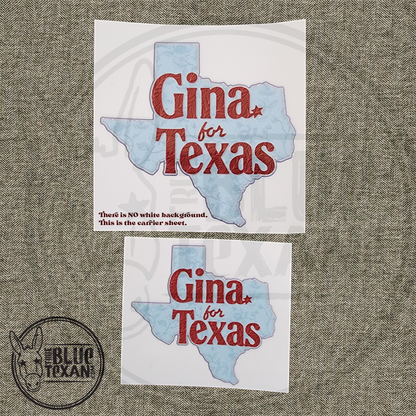Gina for Texas 4" & 3" Decal Set | UV Printed Perma Decal