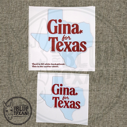 Gina for Texas 4" & 3" Decal Set | UV Printed Perma Decal