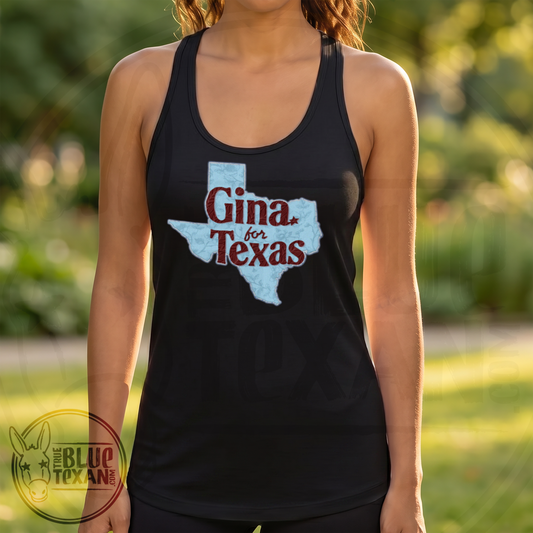 Gina for Texas Faux Fabric Floral Logo | Women’s Fitted Racerback Tank Top