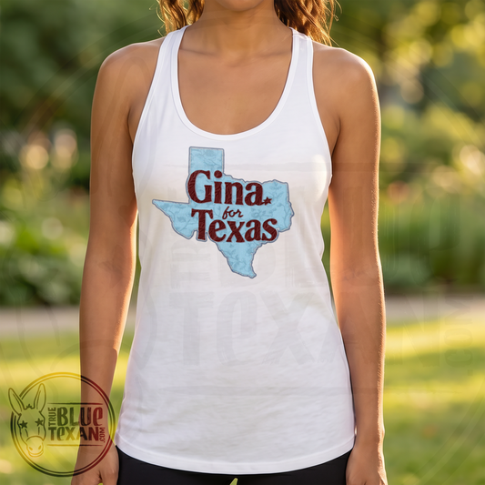 Gina for Texas Faux Fabric Floral Logo | Women’s Fitted Racerback Tank Top