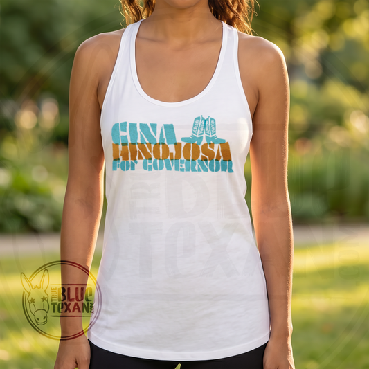 Gina for Governor  Riso Overprint Style  | Women's Racerback Tank Top