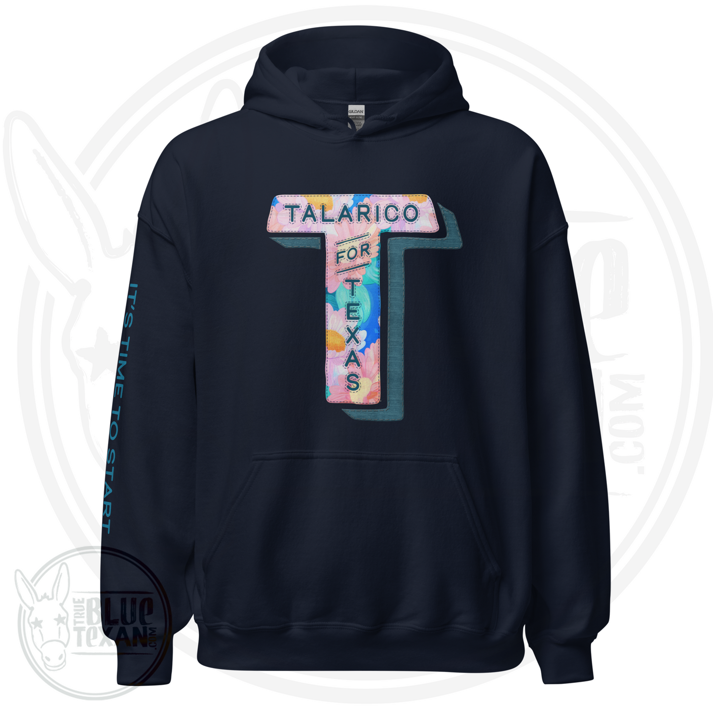 Talarico for Texas w/ Arm Quote | Faux Floral Applique | Unisex Hoodie