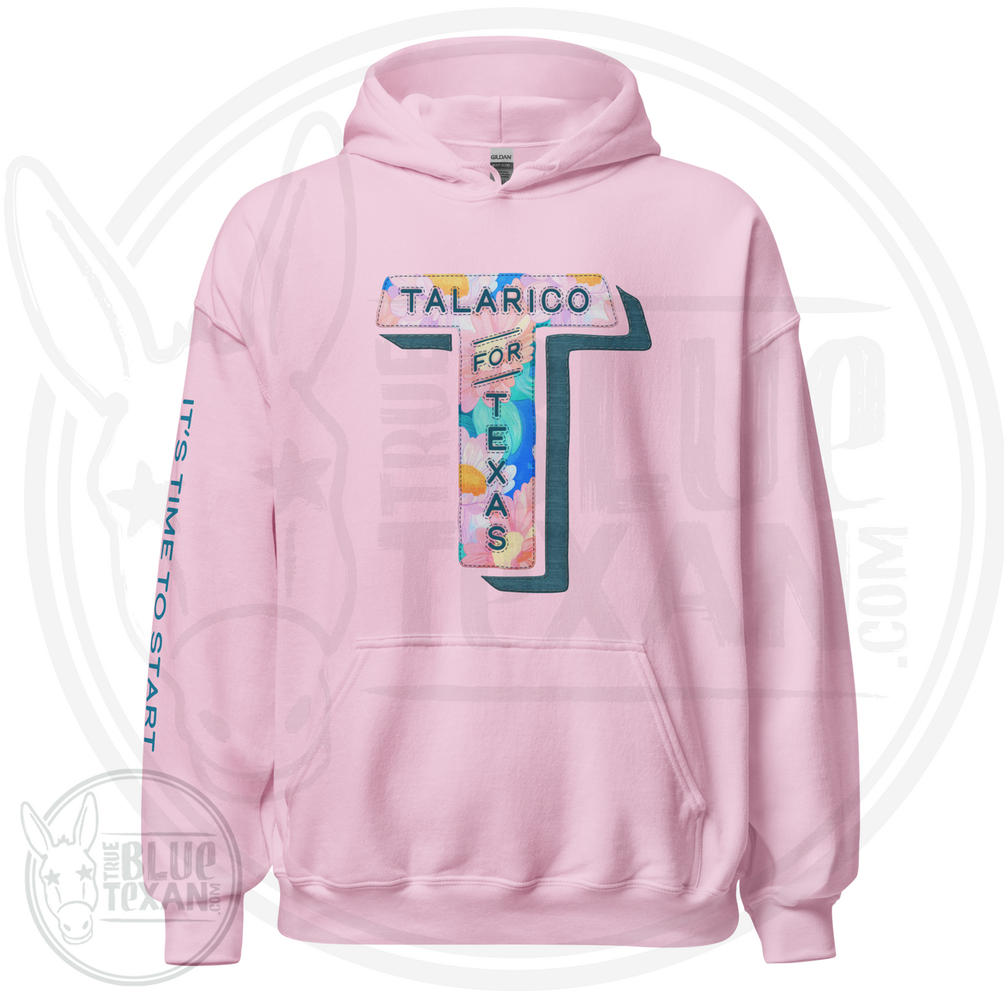 Talarico for Texas w/ Arm Quote | Faux Floral Applique | Unisex Hoodie