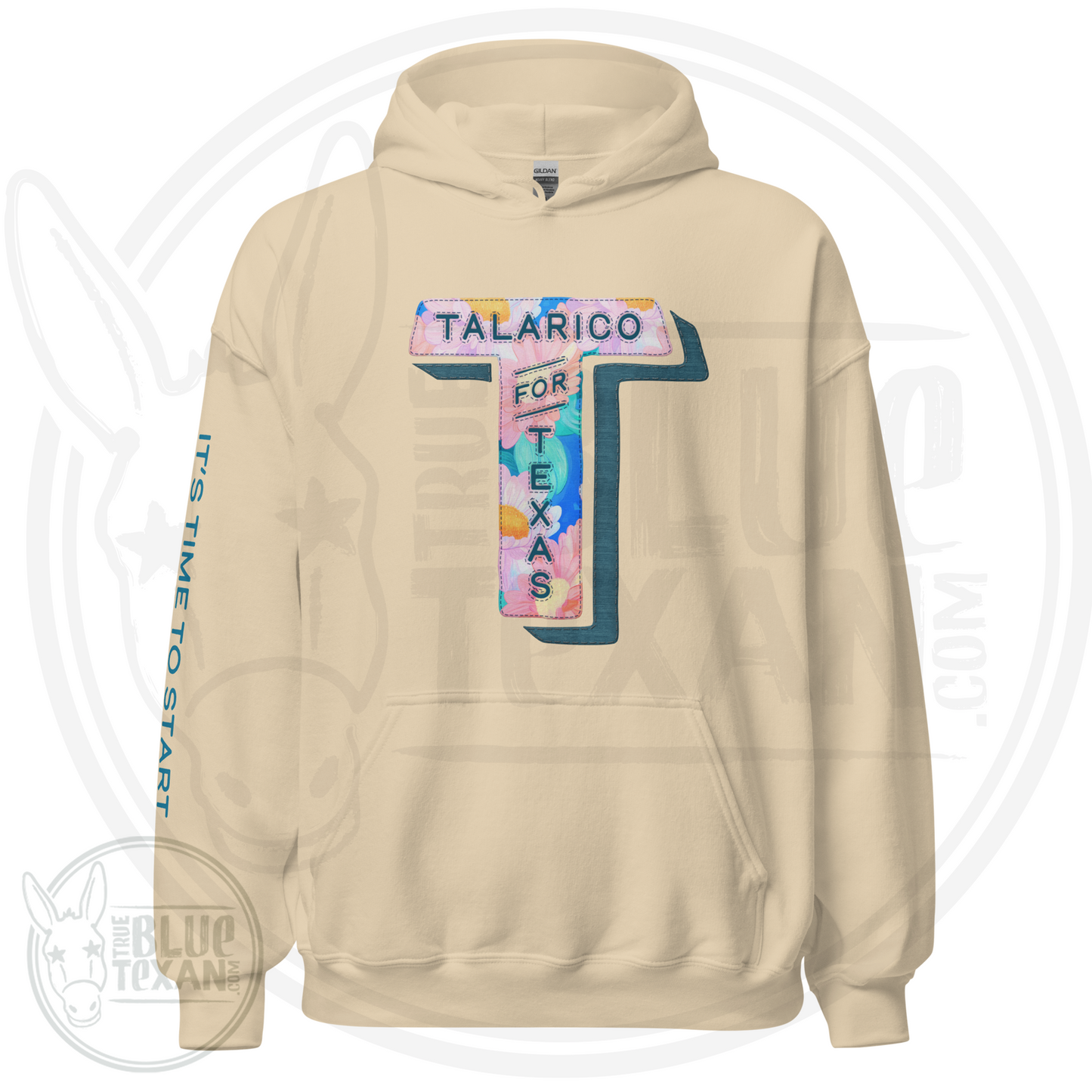 Talarico for Texas w/ Arm Quote | Faux Floral Applique | Unisex Hoodie