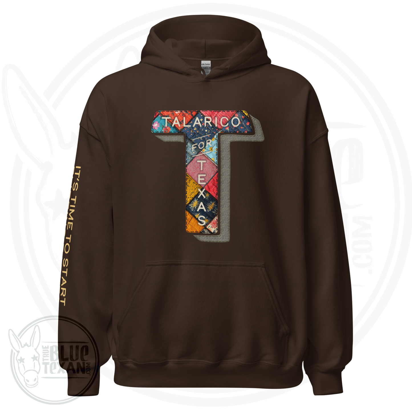 Talarico for Texas w/ Arm Quote | Faux Quilted Applique | Unisex Hoodie