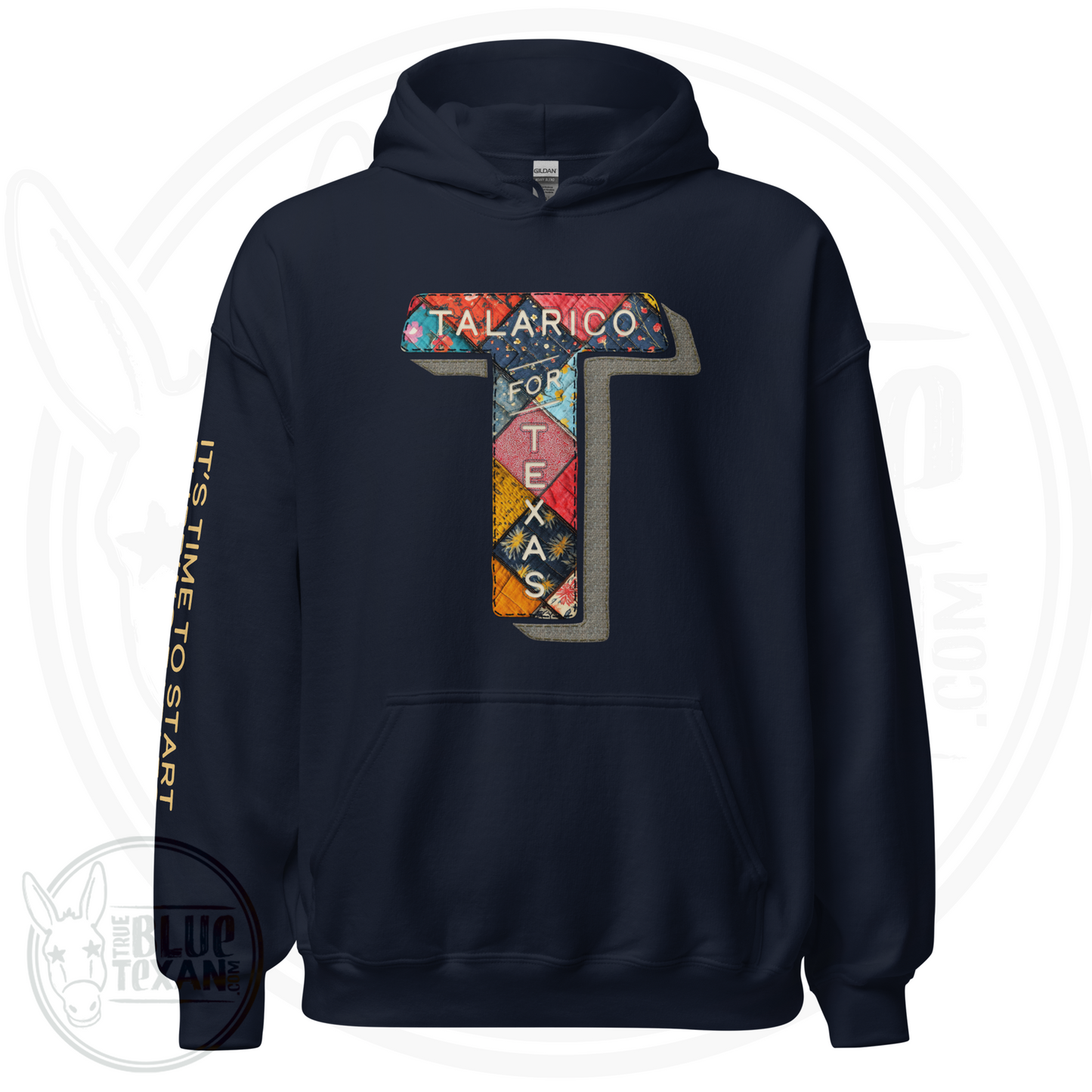 Talarico for Texas w/ Arm Quote | Faux Quilted Applique | Unisex Hoodie