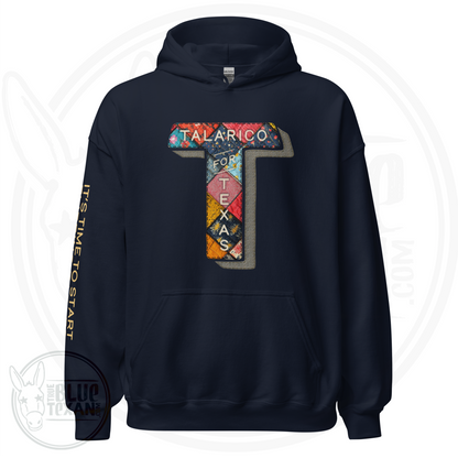 Talarico for Texas w/ Arm Quote | Faux Quilted Applique | Unisex Hoodie
