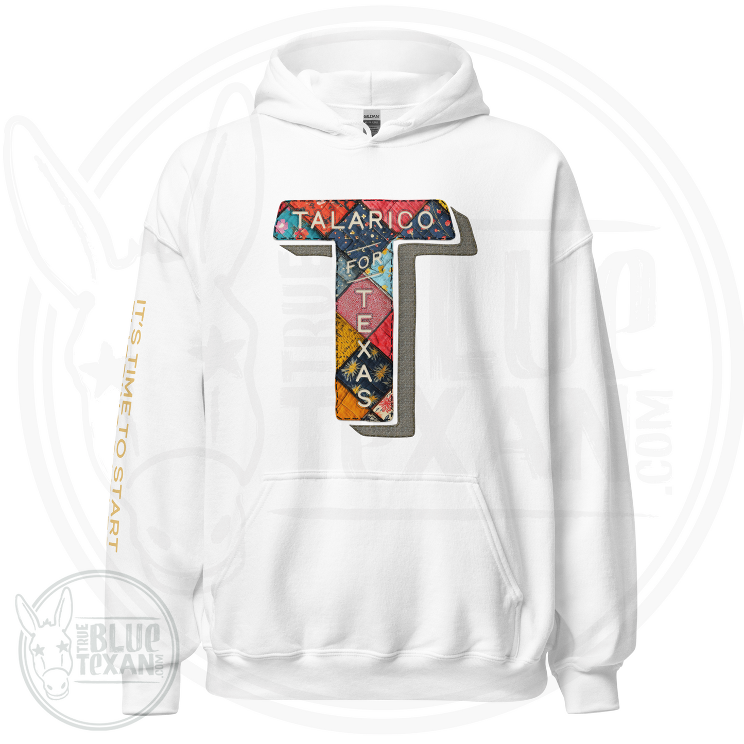 Talarico for Texas w/ Arm Quote | Faux Quilted Applique | Unisex Hoodie