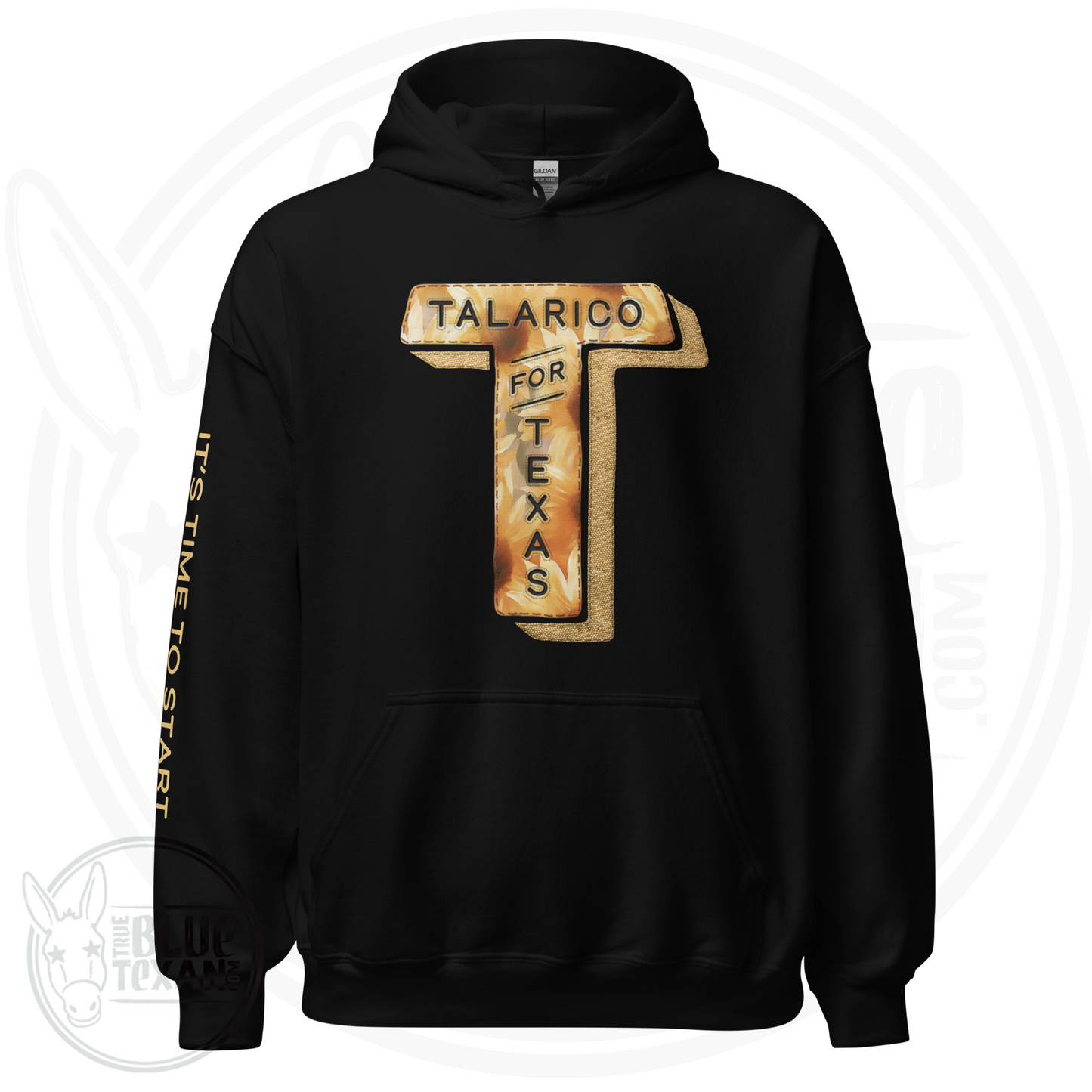 Talarico for Texas w/ Arm Quote | Faux Sunflower Applique | Unisex Hoodie