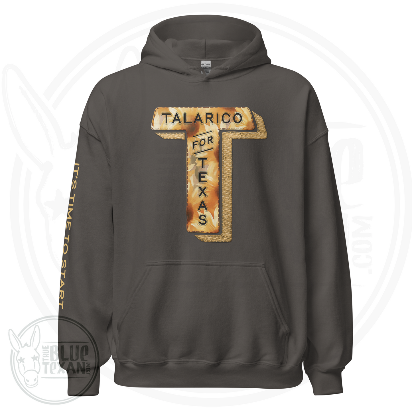 Talarico for Texas w/ Arm Quote | Faux Sunflower Applique | Unisex Hoodie
