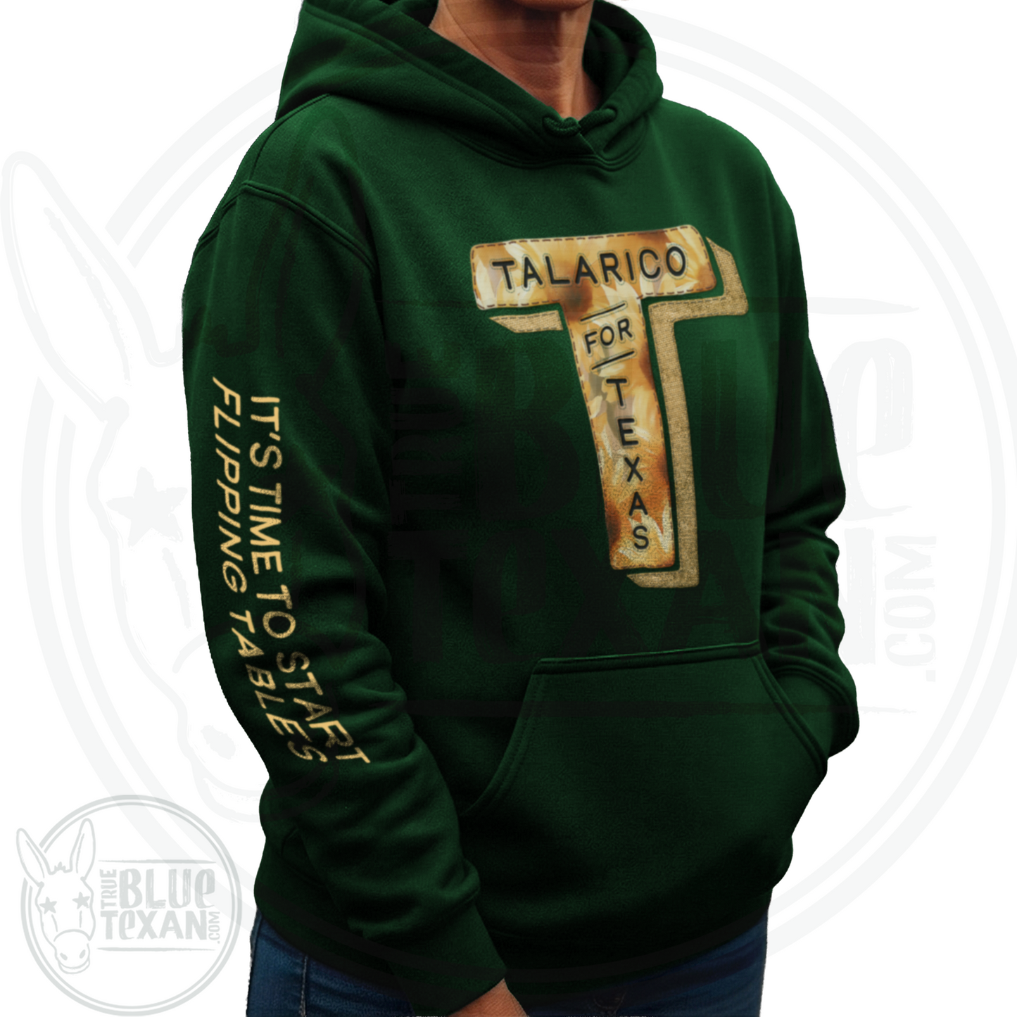Talarico for Texas w/ Arm Quote | Faux Sunflower Applique | Unisex Hoodie
