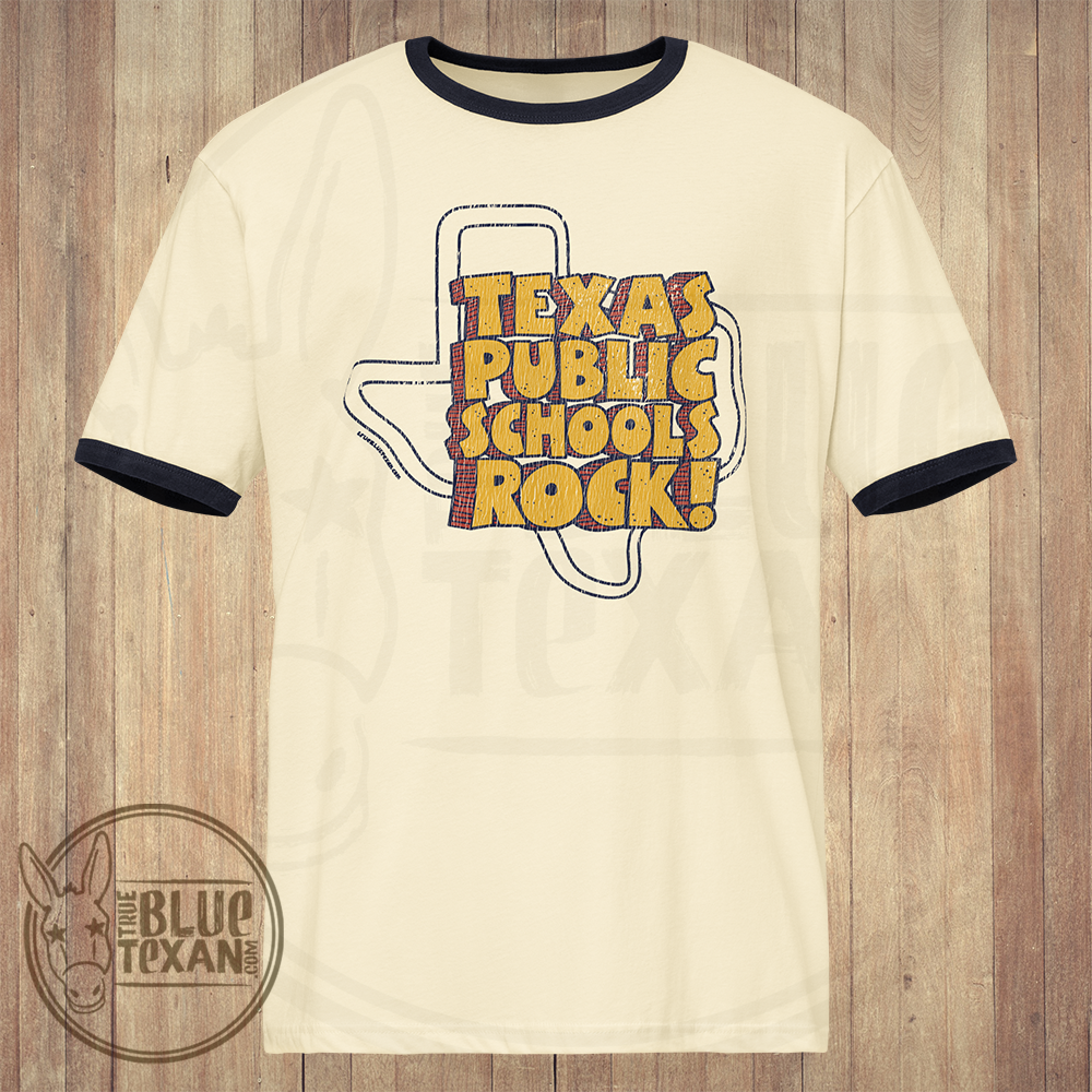 Texas Public Schools Rock Outlines Vintage Style | Unisex Ringer Shirt