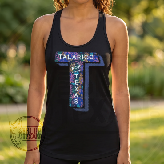 Talarico for Texas Faux Embroidery | Purple TX | Women’s Fitted Racerback Tank Top