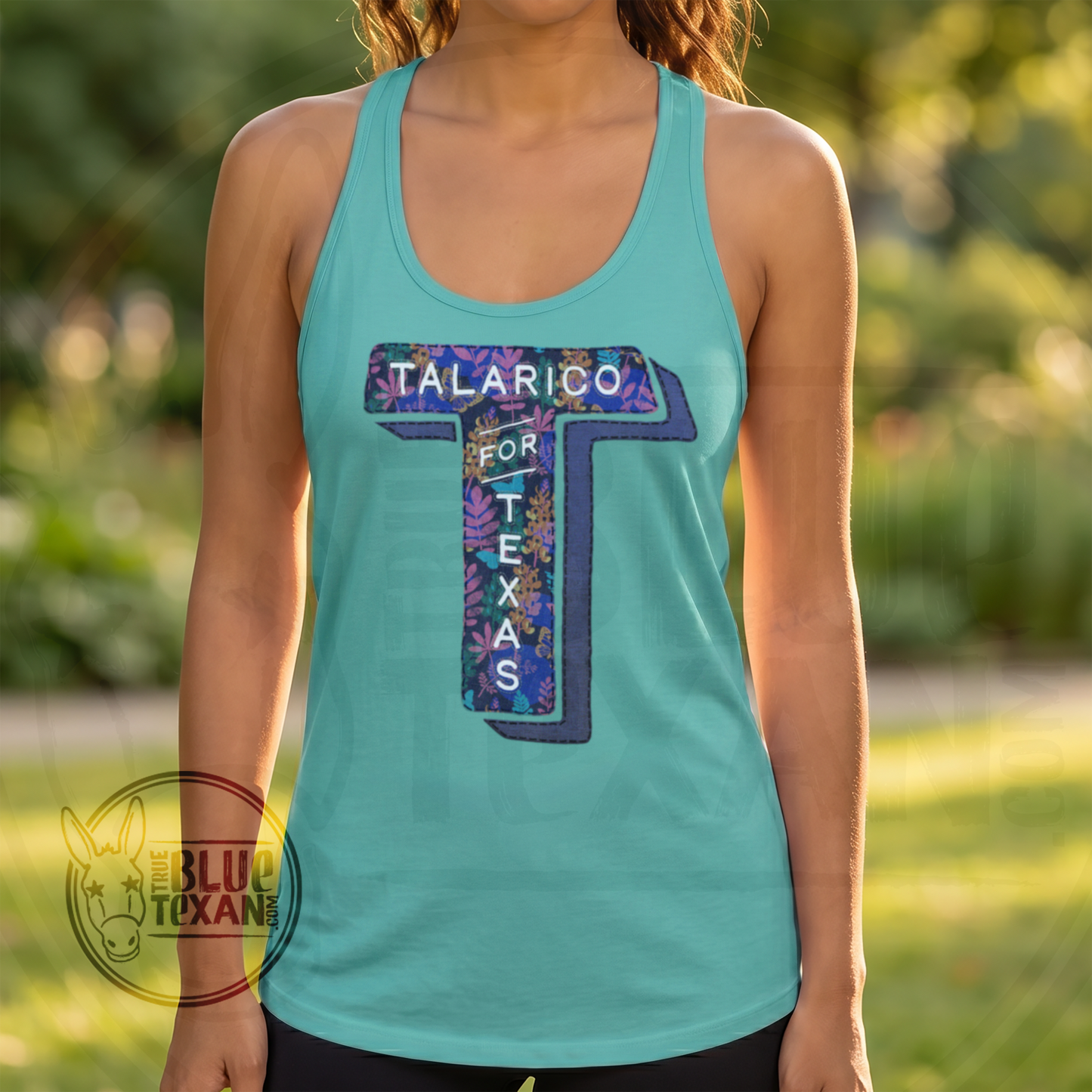 Talarico for Texas Faux Embroidery | Purple TX | Women’s Fitted Racerback Tank Top