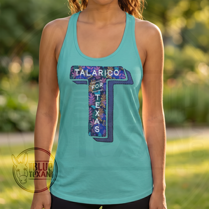 Talarico for Texas Faux Embroidery | Purple TX | Women’s Fitted Racerback Tank Top
