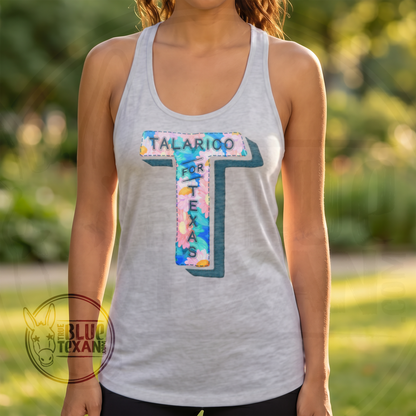 Talarico for Texas Faux Embroidery | Pastel Floral | Women’s Fitted Racerback Tank Top