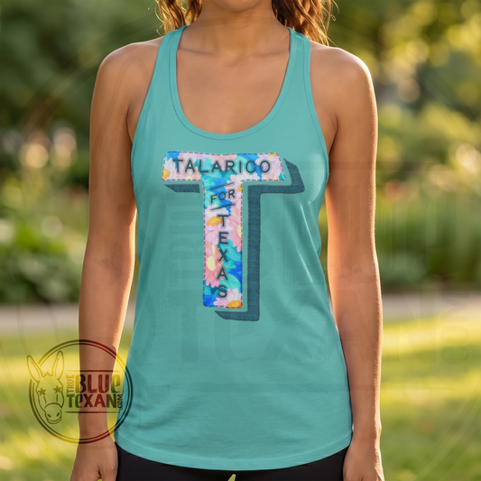 Talarico for Texas Faux Embroidery | Pastel Floral | Women’s Fitted Racerback Tank Top