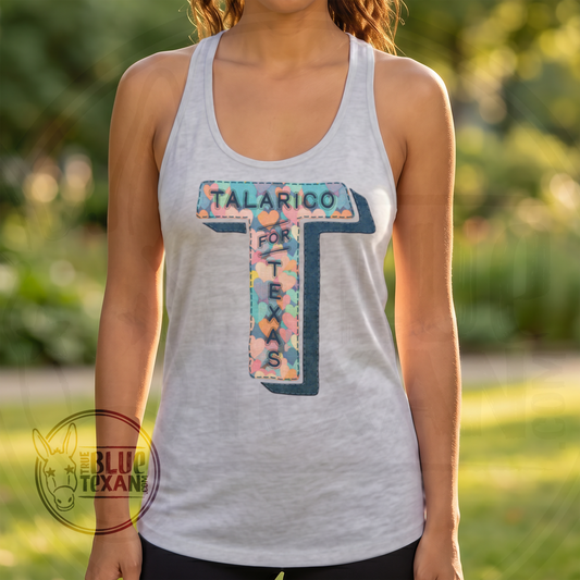 Talarico for Texas Faux Embroidery | Candy Hearts | Women’s Fitted Racerback Tank Top