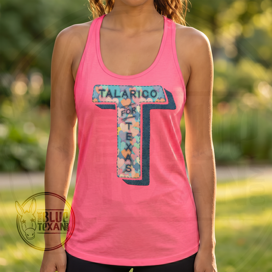 Talarico for Texas Faux Embroidery | Candy Hearts | Women’s Fitted Racerback Tank Top