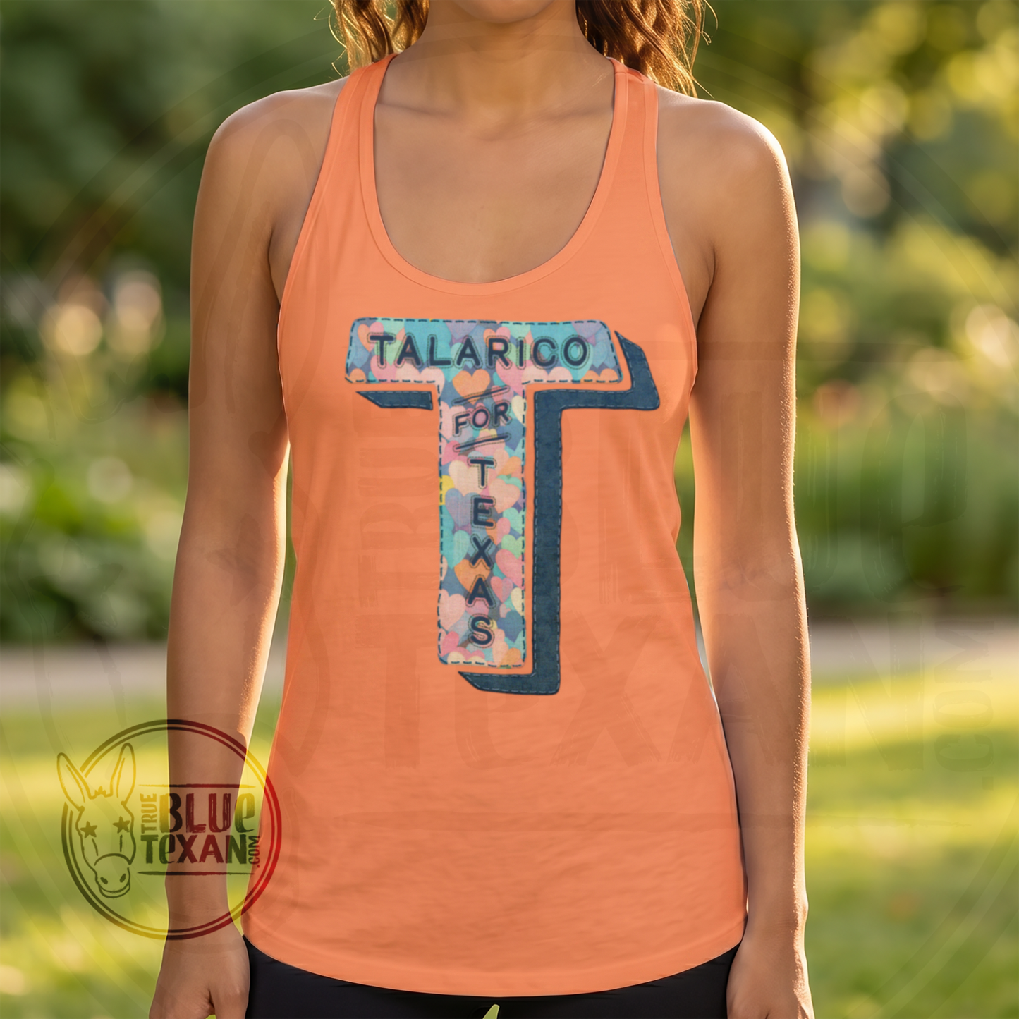 Talarico for Texas Faux Embroidery | Candy Hearts | Women’s Fitted Racerback Tank Top