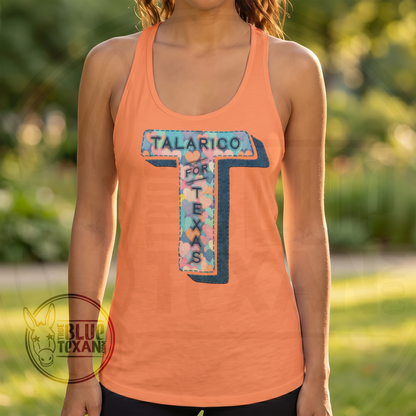 Talarico for Texas Faux Embroidery | Candy Hearts | Women’s Fitted Racerback Tank Top