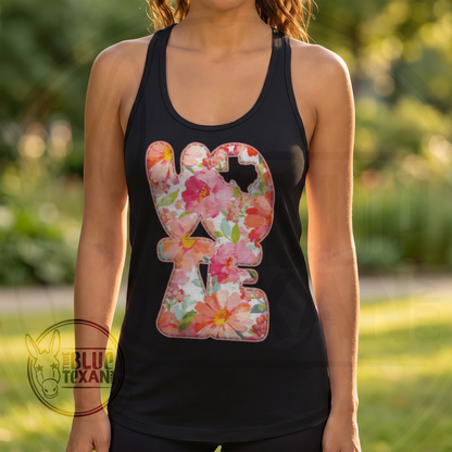 VOTE Texas Stacked | Bright Floral | Women’s Fitted Racerback Tank Top