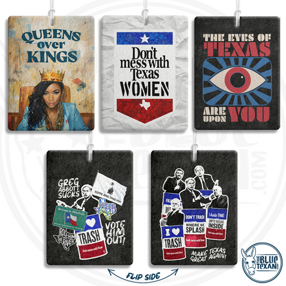 Buy 2 Get 1 FREE Liberal Texas Democrats Air Fresheners  | FREE SHIPPING | Great Gift for mom or dad | Jasmine Crockett, Don't Mess with Texas Women, The Eyes of Texas are Upon You 1984, Fuck Greg Abbot, Greg Abbott Sucks, Vote the Texas GOP out