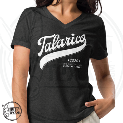 Talarico 2026 Flipping Tables Baseball Design | Women’s VNeck Premium TShirt