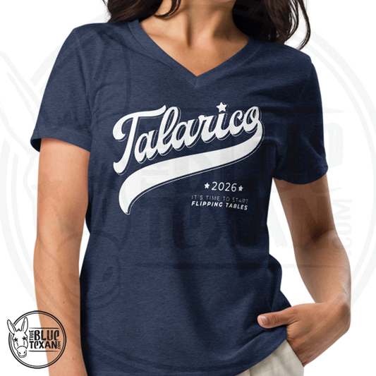 Talarico 2026 Flipping Tables Baseball Design | Women’s VNeck Premium TShirt