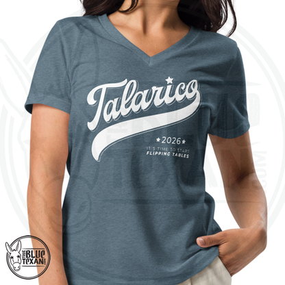 Talarico 2026 Flipping Tables Baseball Design | Women’s VNeck Premium TShirt