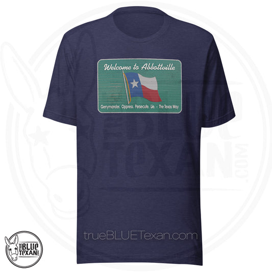 Premium Unisex Navy Greg Abbott Sucks Welcome to Abbottville Tshirt Tee Shirt