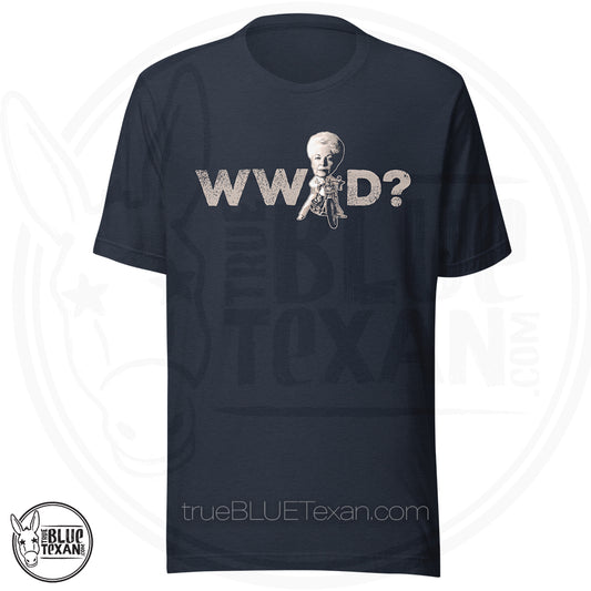 WWAD? What would Ann Richards Do? Premium TShirt in Navy Heather